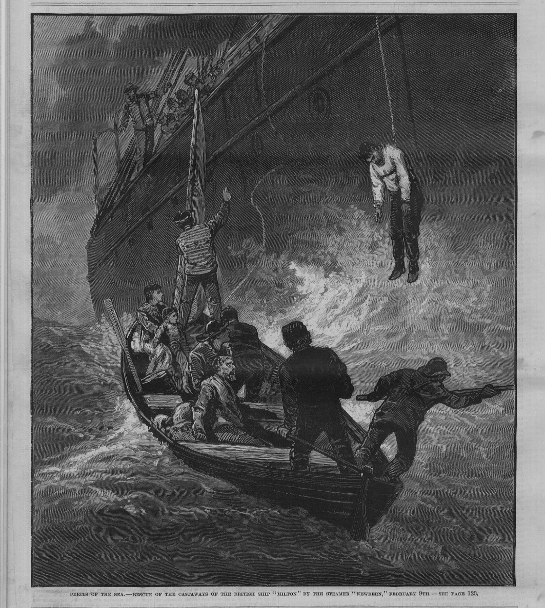 PERILS OF THE SEA RESCUE OF THE CASTAWAYS OF THE BRITISH SHIP MILTON BY ...