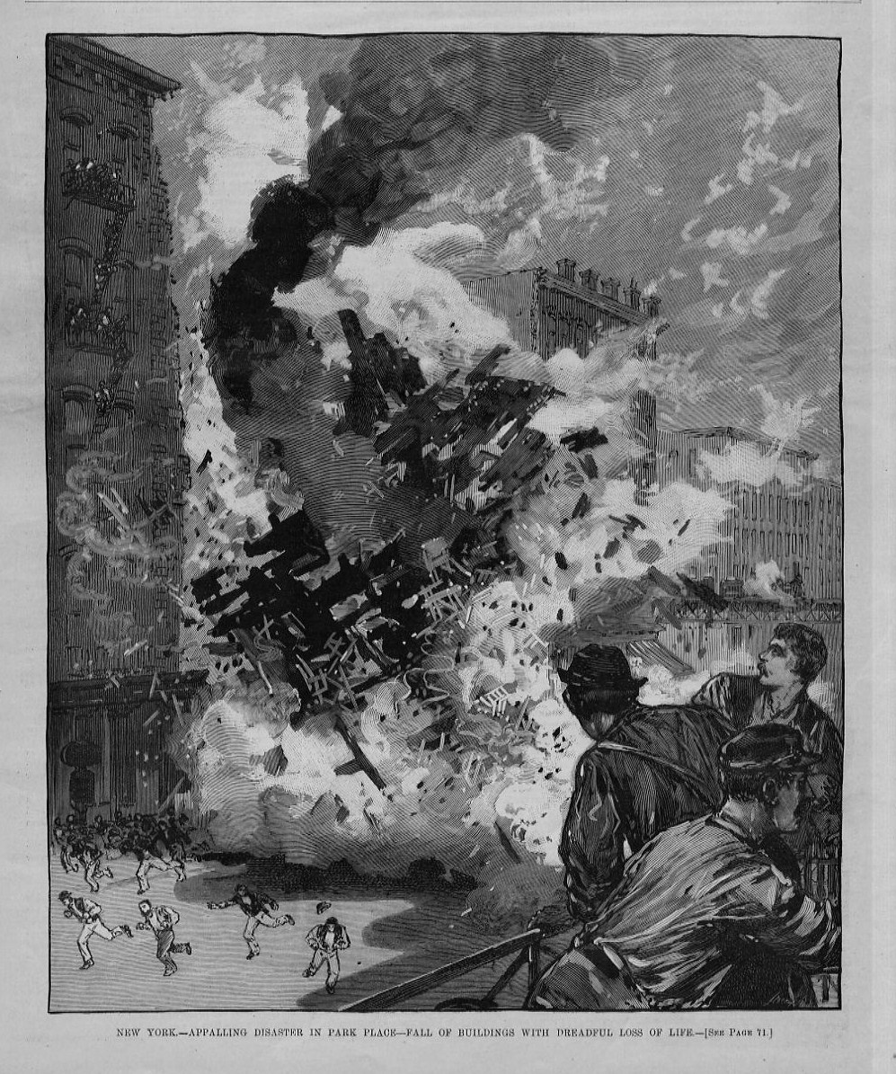 NEW YORK DISASTER IN PARK PLACE BOILER EXPLOSION FALL OF BUILDINGS