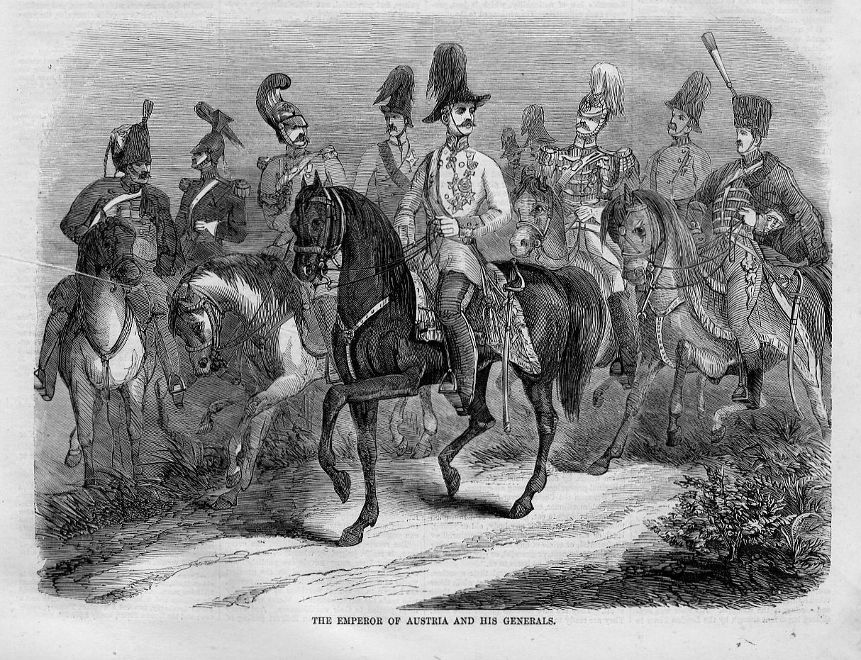 EMPEROR OF AUSTRIA AND HIS GENERALS ON HORSEBACK SWORD FRENCH ARMY WAR ...