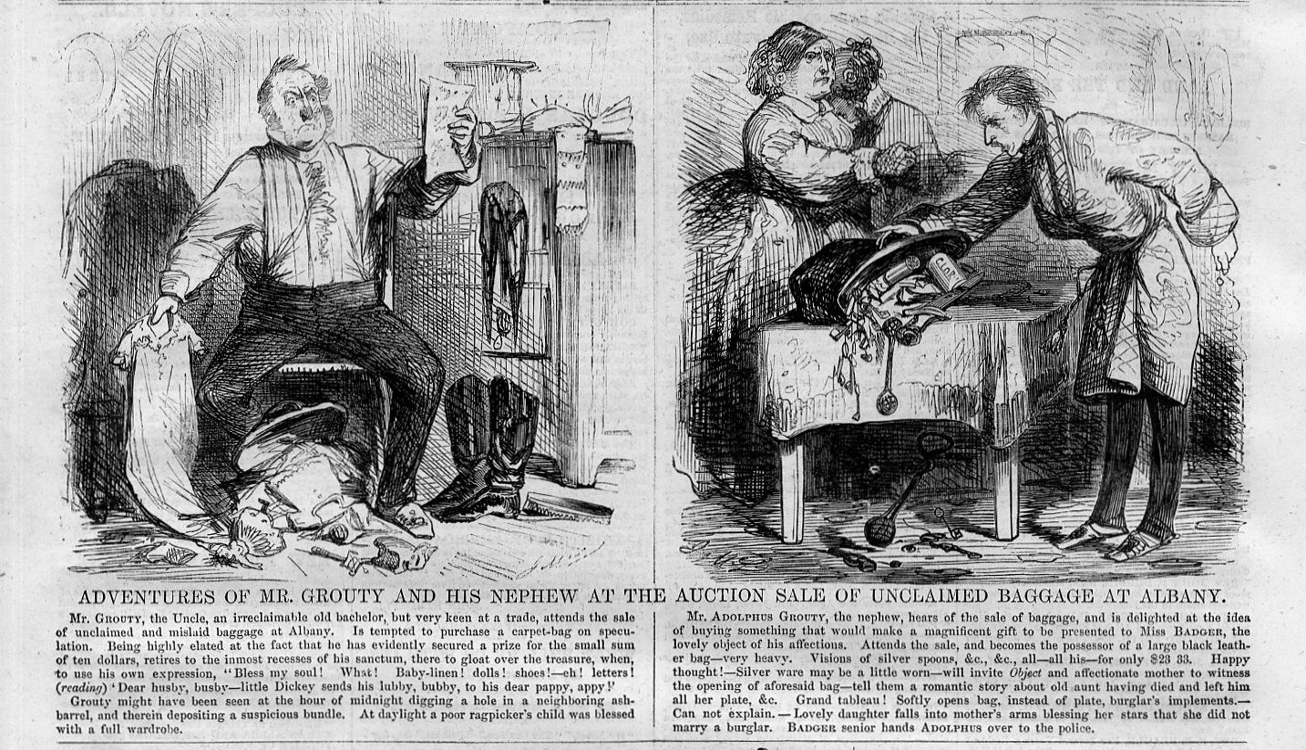 AUCTION SALE OF UNCLAIMED BAGGAGE AT ALBANY NEW YORK OLD BACHELOR