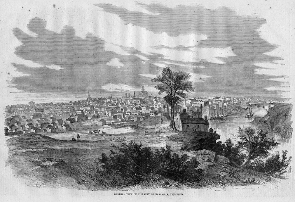 NASHVILLE TENNESSEE CITY VIEW OF 1862 HARPER'S WEEKLY VINTAGE ENGRAVING