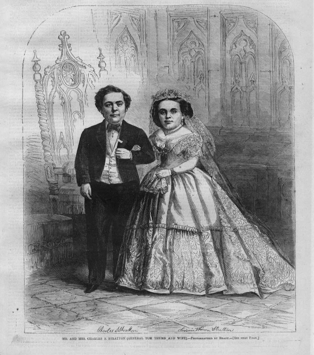 Dwarfs General Tom Thumb And Wife Miss Lavinia Warren In Her