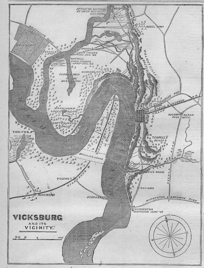 CIVIL WAR MAP, VICKSBURG AND ITS VICINITY, PLANTATIONS – Archives of ...