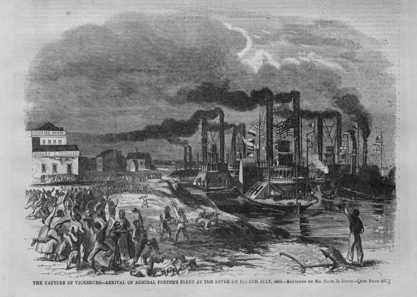 CAPTURE OF VICKSBURG ARRIVAL OF ADMIRAL PORTERS FLEET AT THE LEVEE ...