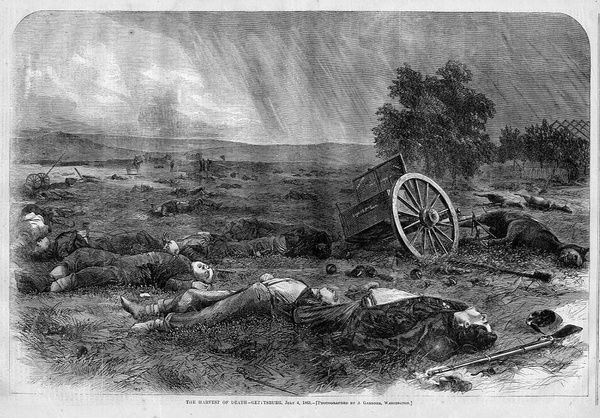 CIVIL WAR GETTYSBURG HARVEST OF DEATH 1865 DEAD SOLDIERS AND HORSES