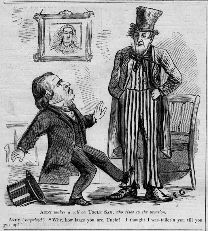 EARLY 1866 UNCLE SAM, ANDREW JOHNSON, ANTIQUE UNCLE SAM