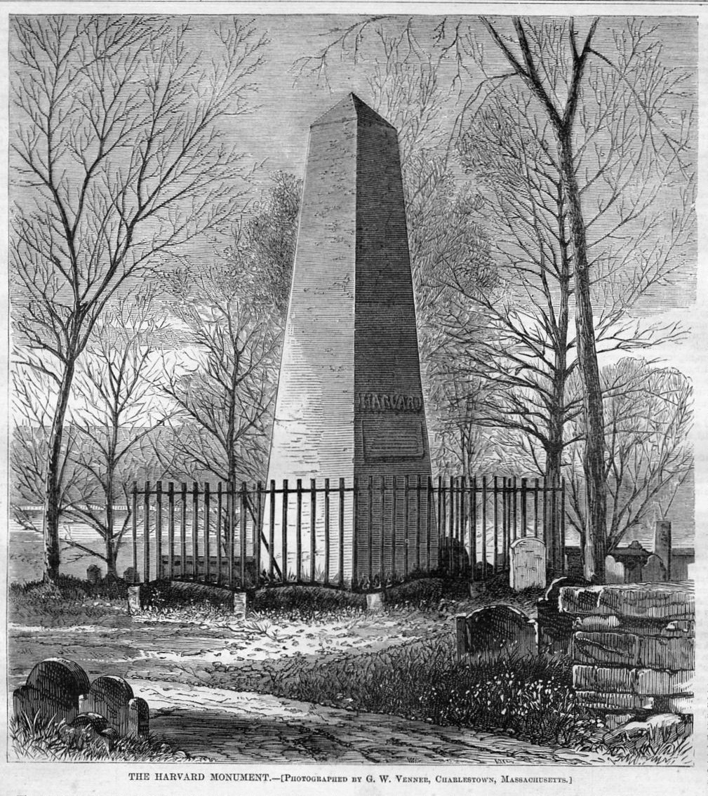 HARVARD MONUMENT CEMETERY FENCE GRANITE MEMORIAL STONES GRAVE OF JOHN
