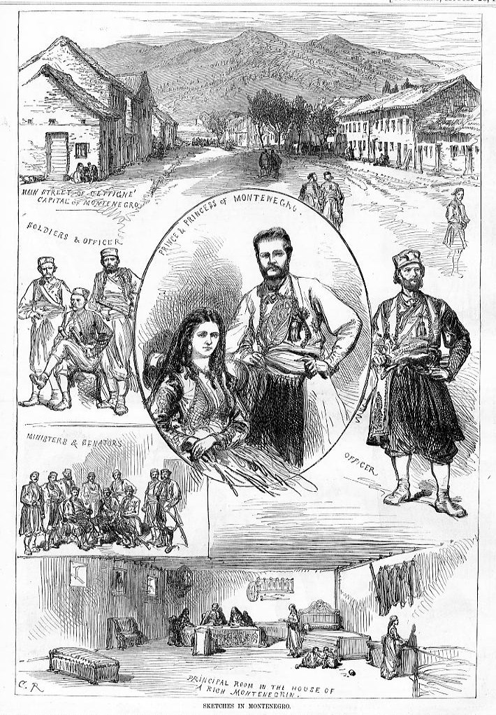 MONTENEGRO PRINCE AND PRINCESS MINISTERS SENATORS SOLDIERS 1876 HARPER/'S WEEKLY