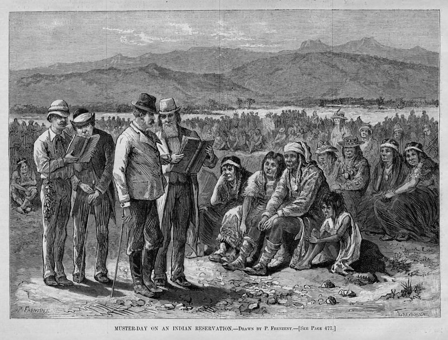 Muster Day On The Indian Reservation Native American 1880 Harper's 