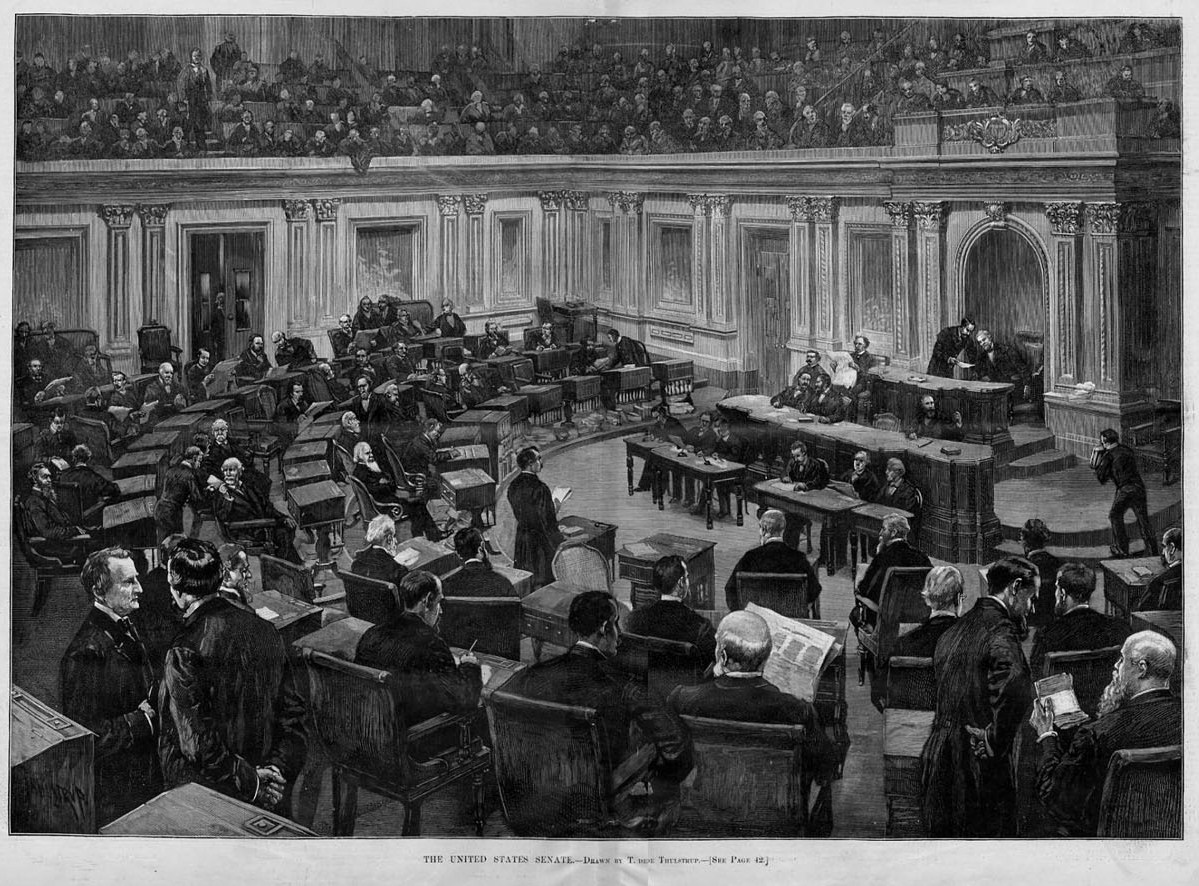 UNITED STATES SENATE CHAMBER BALCONY ANTIQUE ENGRAVING 1886 HISTORY ...