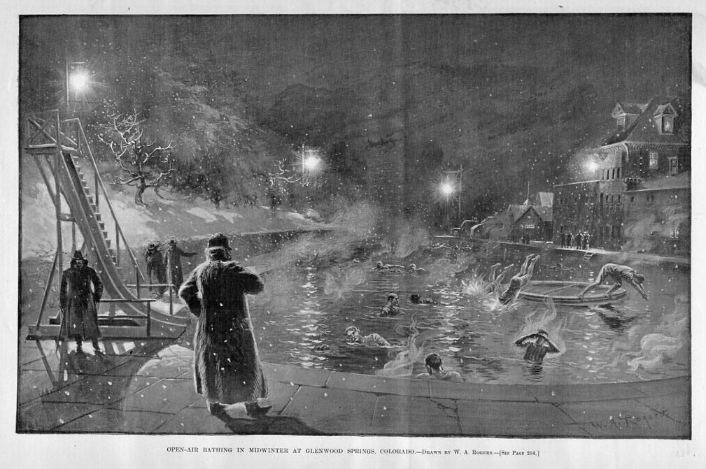 AIR BATHING SWIM SUITS SPA BATH GLENWOOD SPRINGS COLORADO 1894 MID WINTER OPEN
