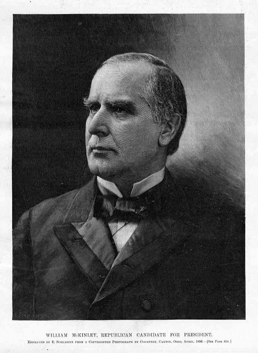 WILLIAM McKINLEY PORTRAIT, REPUBLICAN CANDIDATE FOR PRESIDENT, ANTIQUE ...