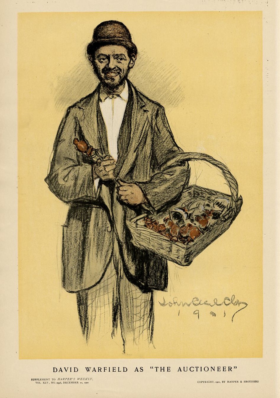 AMERICAN STAGE ACTOR DAVID WARFIELD AS THE AUCTIONEER BORN IN SAN