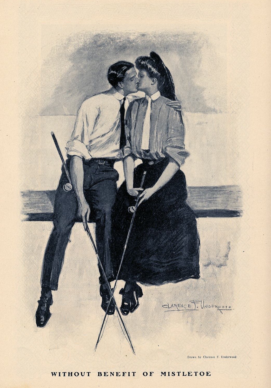 couple with a fishing pole YOUNG COUPLE FISHING AND KISSING WITHOUT BENEFIT OF MISTLETOE FISHING POLE  ROD