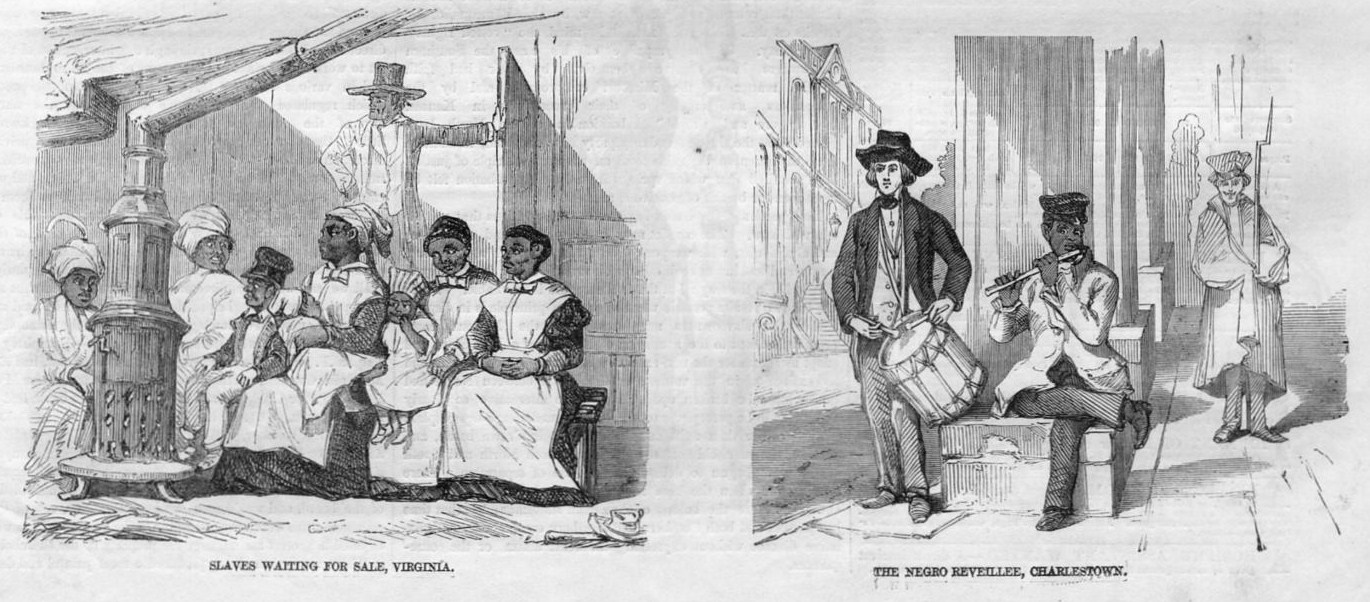 SLAVE AUCTION IN RICHMOND VIRGINIA SLAVES WAITING FOR SALE 1856 NEGRO