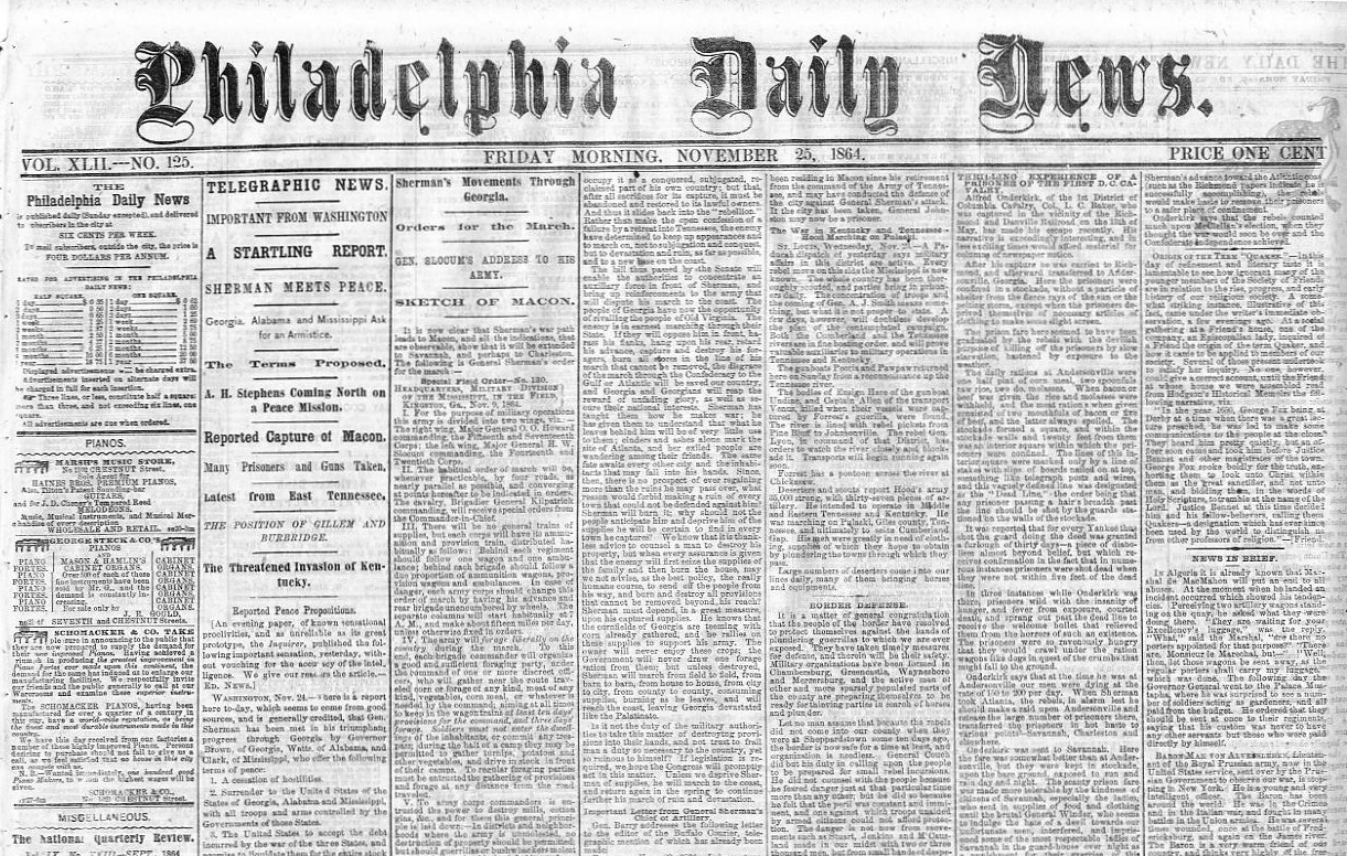 CIVIL WAR RARE 1864 NEWSPAPER CAPTURE OF MACON GEORGIA INVASION OF CIVIL WAR RARE 1864 NEWSPAPER CAPTURE OF MACON GEORGIA INVASION OF